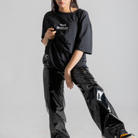 GLOSSY LEATHER PANTS