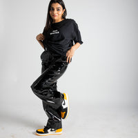 GLOSSY LEATHER PANTS